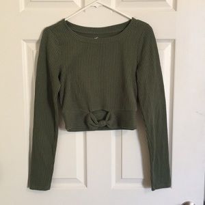 Green Crop top sweater